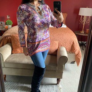 TB Tory Burch sequin collar top blouse small  silk